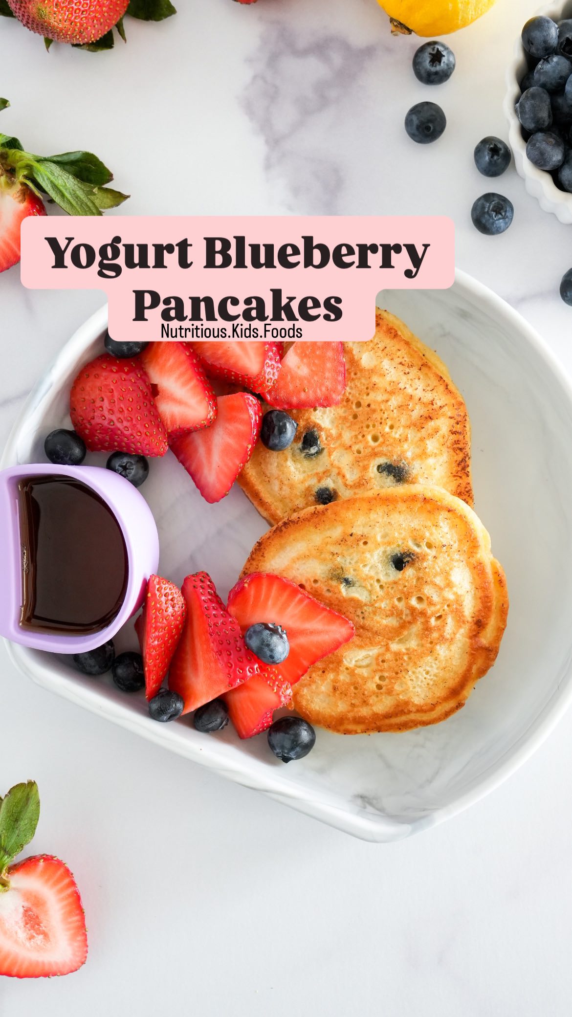 Yogurt Blueberry Pancakes: easy to make, fluffy and tasty!

My kids love to eat blueberries and pancakes ❤️. As a result, this recipe is a family favorite. Serve it on its own, with a side of fruit, yogurt, compote and/or maple syrup!

Ingredients 
▪️1 and 3/4 cups unbleached all purpose flour
▪️3 tablespoons coconut sugar or organic cane sugar
▪️1 teaspoon baking powder
▪️1/2 teaspoon baking soda 
▪️1/4 teaspoon salt
▪️4 tablespoons melted unsalted butter
▪️2 large eggs
▪️3/4 cup whole milk greek yogurt
▪️1 teaspoon pure vanilla extract 
▪️1 cup whole milk
▪️zest from a lemon
▪️3/4 cup blueberries 

Method:
▪️Add the dry ingredients to a bowl (flour, sugar, baking powder, baking soda and salt-if using). Mix with a fork in a whisking motion. Set it aside.
▪️To a heat-safe bowl ( I used a glass bowl) add the melted unsalted butter. Also add the eggs and whisk it with a fork.
▪️Add the vanilla extract and yogurt. Mix with a fork (in a whisking motion) to combine. Also, add the milk and mix in a whisking motion to combine.
▪️Transfer the wet ingredients to the dry ingredients and mix with a fork to combine. Then, I like to use a spatula to ensure the flour from the bottom of the bowl has been fully incorporated into the batter.
▪️add the lemon zest and mix. Also, add blueberries to the batter. Gently fold (mix it in carefully) into the batter with a spatula.
▪️Heat the skillet over medium heat. Add some butter to lightly coat the pan.
▪️Use a 1/4 cup measure to scoop the batter onto the skillet over medium-low heat. Allow it to cook until bubbles form on the surface and the bottom is golden brown.
▪️Carefully flip the pancake and allow it to cook on the other side. Transfer the cooked pancakes
▪️Add more butter, allow to melt, and add more batter to the pan. Continue this process to finish making the pancakes.

#pancakes #pancakerecipe #fluffypancakes #blueberrypancakes #kidsbreakfast #familybrunch #easyfamilyrecipes #easyfamilymeals #simplebreakfast #easybreakfastideas #toddlerbreakfast #toddlerfoodideas #easytoddlermeals #toddlerlunchideas #toddlermealideas #kidsfoodinspo #kidfriendlyrecipes #kidsrecipes #whatsforbreakfast #easyrecipeideas