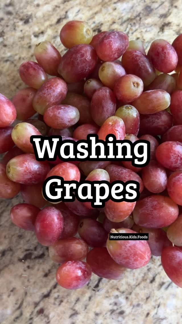 Here’s how I like to wash my grapes..

⚠️grapes are considered a choking hazard for children under the age of 5. Please quarter the grapes. 

🍇 add the grapes to a bowl and rinse them with water. 
🍇 drain the water 
🍇 add salt and baking soda. I usually eyeball this. I tend to buy a bag of grapes. 
🍇for one bag of grapes, I tend to add 1 tablespoon of Himalayan pink salt and 1 teaspoon of baking soda. 
🍇Toss grapes to coat with the salt/baking soda
🍇Add water and rinse the grapes well with that mixture. Allow it to sit in that water mixture for a few minutes.
🍇Drain the water. Run the grapes under water and transfer to a paper towel or kitchen towel to dry (I tend to pat them dry and then allow them to sit to dry)

#washingfruit #howtowashgrapes #foodprep #fruitprep #kidsfood #kidsfoodideas #healthykidsfood #healthykids #kidfriendlyfood #toddlerfood #toddlerfoodideas #kidfriendly #healthytoddlerfood #kidssnacks #easykidsmeals #kitchenhack #cleaninghacks